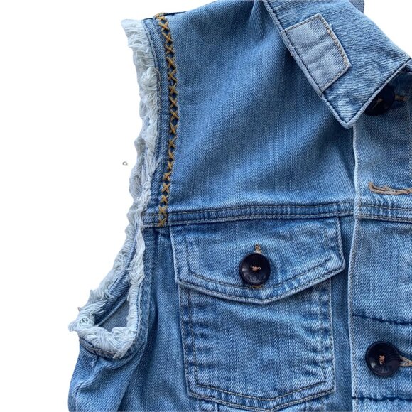 Roxy Light Wash Embroidered Denim Vest M - Picture 3 of 7